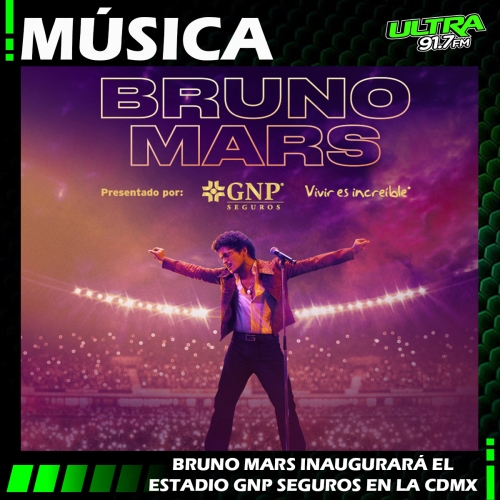 Bruno Mars será el primer artista en presentarse en el escenario del Estadio GNP seguros el próximo 10 de agosto